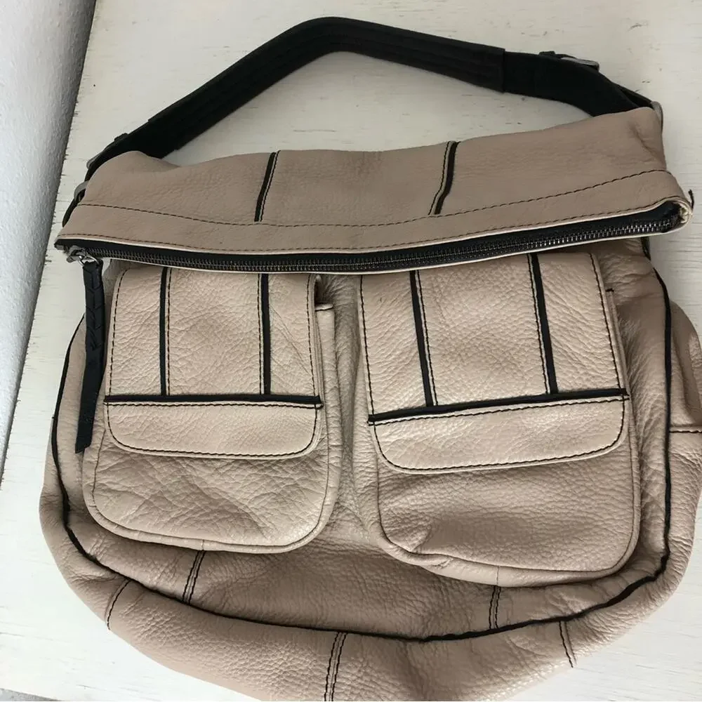 Oryany taupe Katie hobo shoulder bag flap front